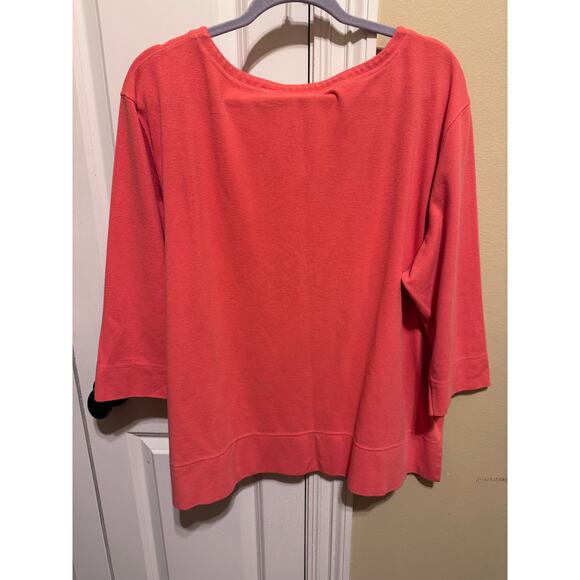 Josephine Chaus Women Coral Lightweight Crew Neck Sweatshirt Plus Size 2 - Picture 4 of 7